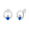 Sterling Silver September Birthstone Claddagh Earrings