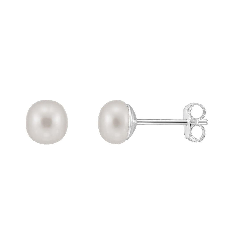 Classic Pearl Stud Earrings – Sterling Silver