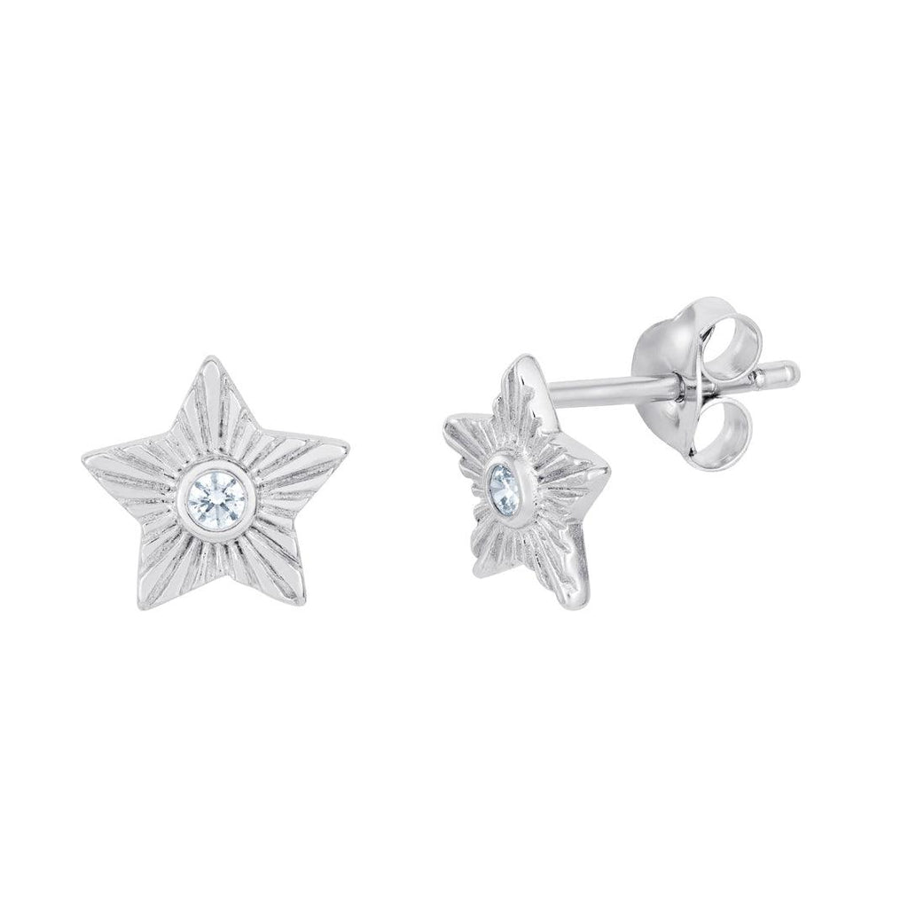 Starburst Crystal Stud Earrings – Sterling Silver