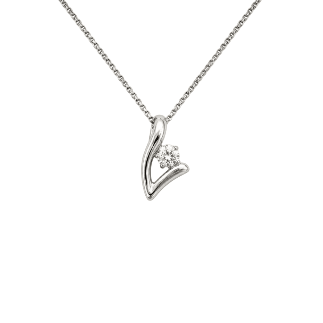 CZ Heart Swirl Pendant - Sterling Silver