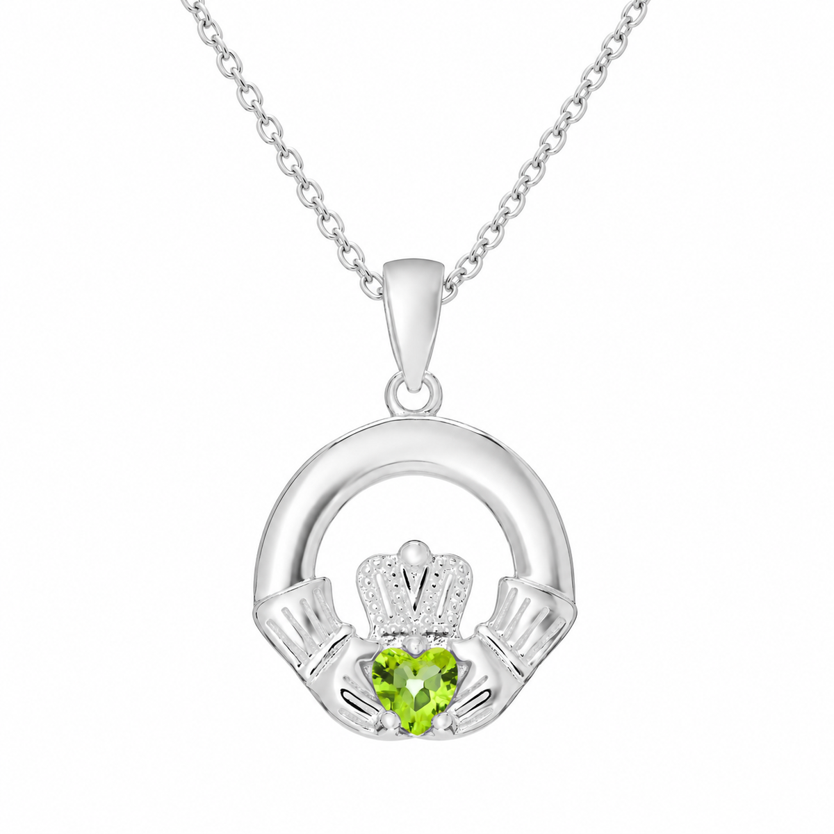 Sterling Silver August Birthstone Claddagh Pendant