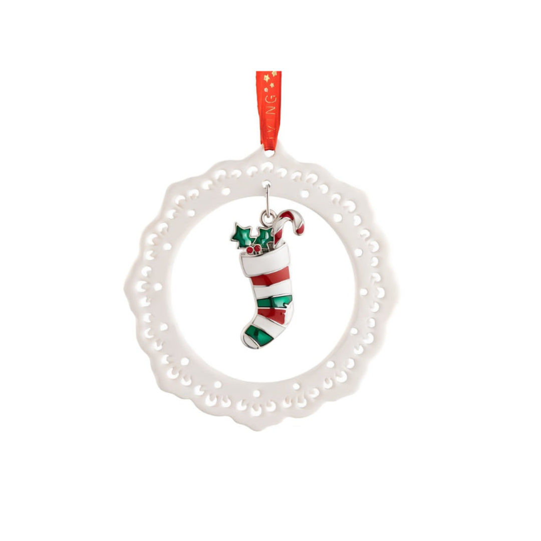 Belleek stocking  Decoration