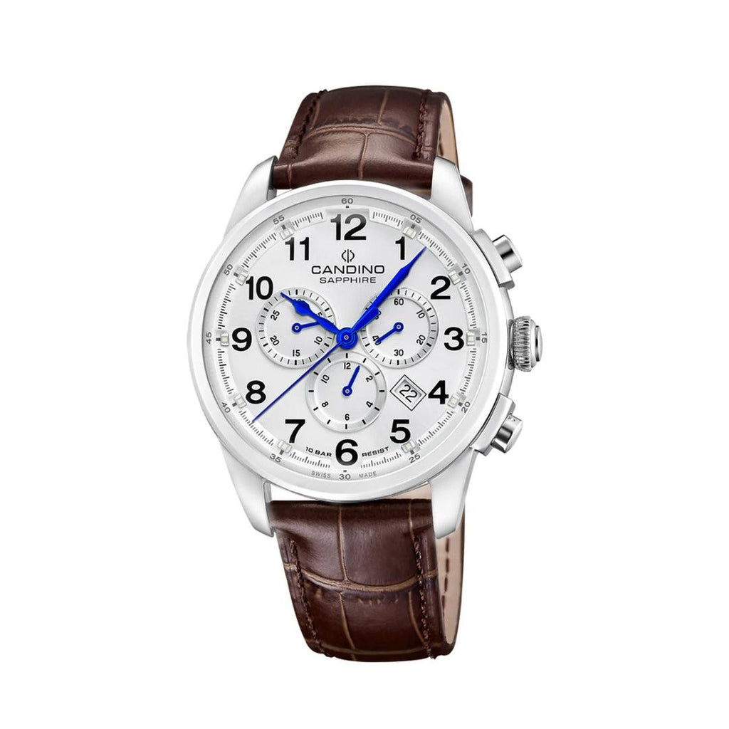 Candino Brown Sapphire Chronograph – White Dial