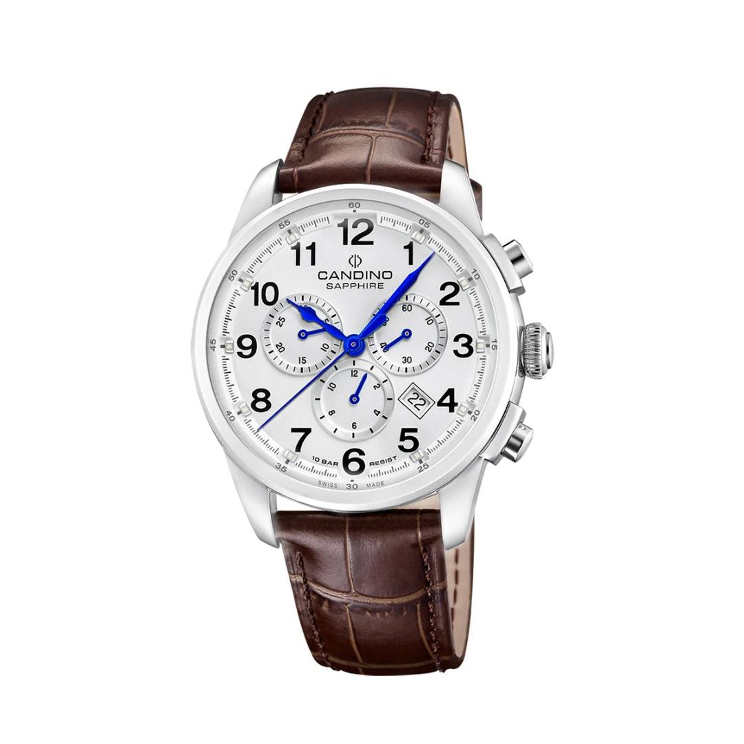 Candino Brown Sapphire Chronograph – White Dial
