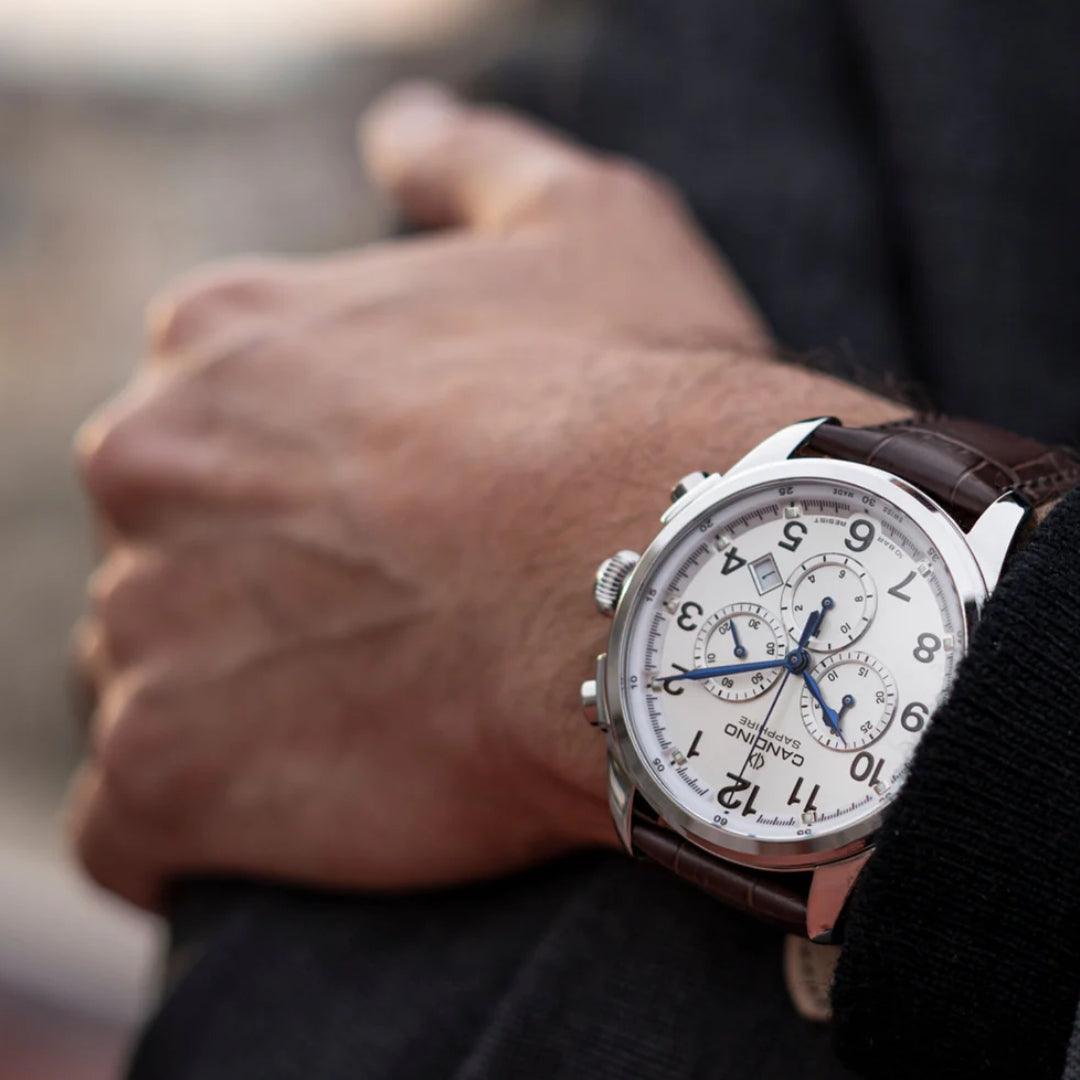 Candino Brown Sapphire Chronograph – White Dial