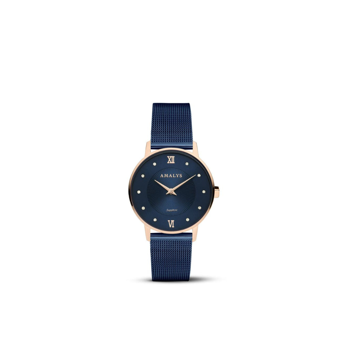 Amalys  Flavie  Dark Blue Strap Watch – Dark Blue Dial with Leather Band