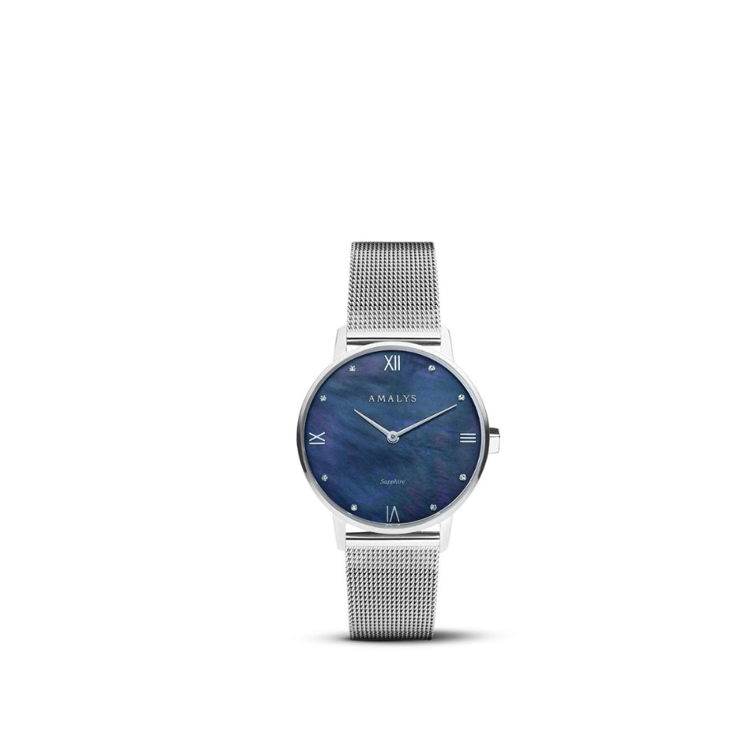 Amalys Dawn Silver Watch – Blue Dial with Stainless Steel Case