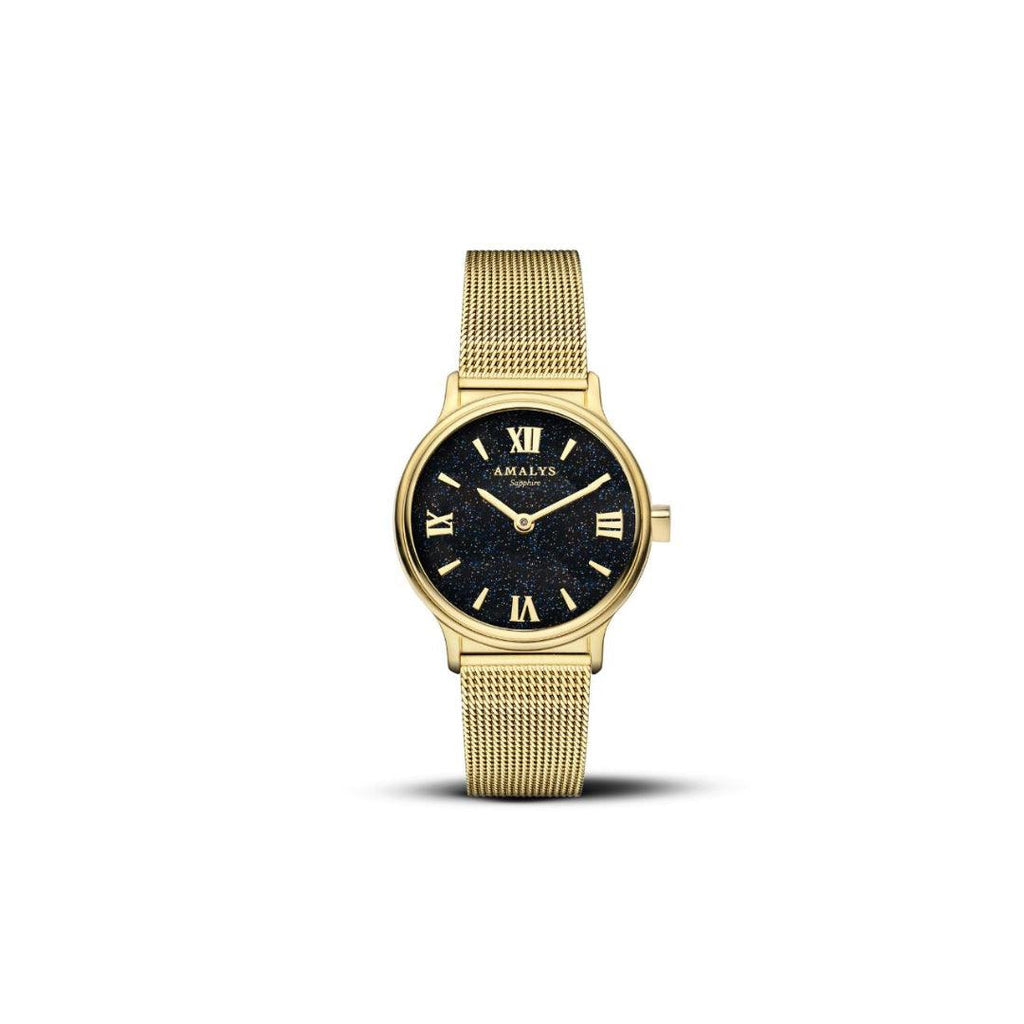 Amalys Astra Gold Watch – Black Dial with Stainless Steel Case