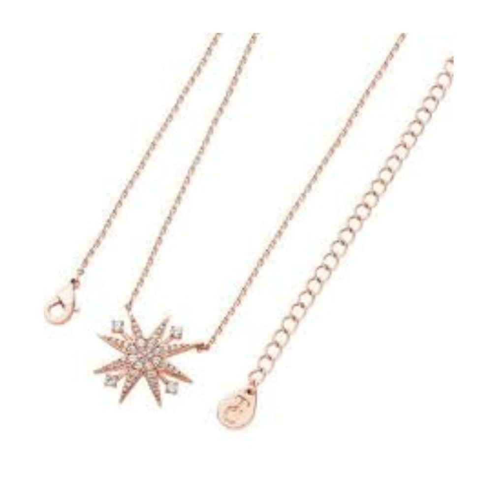 North Star Crystal Pendant Necklace - Rose Gold