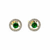 Emerald‑Coloured CZ Circle Stud Earrings – 9ct Yellow Gold