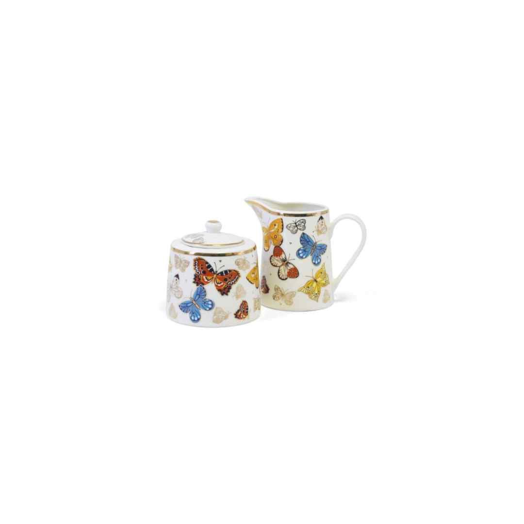 Tipperary Crystal Butterfly Sugar Bowl & Creamer Set