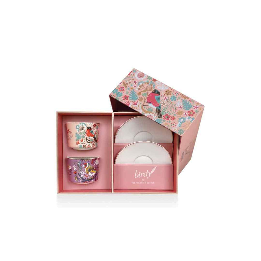 Birdy By Tipperary Crystal – Set of 2 Cups &amp; Saucers