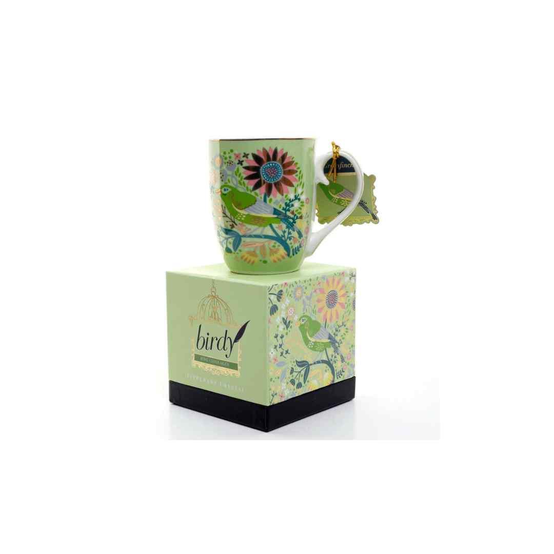Birdy by Tipperary Crystal – Green Finch Mug