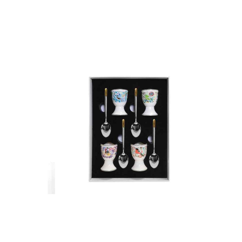 Birdy by Tipperary Crystal – Set of 4 Egg Cups with Spoons