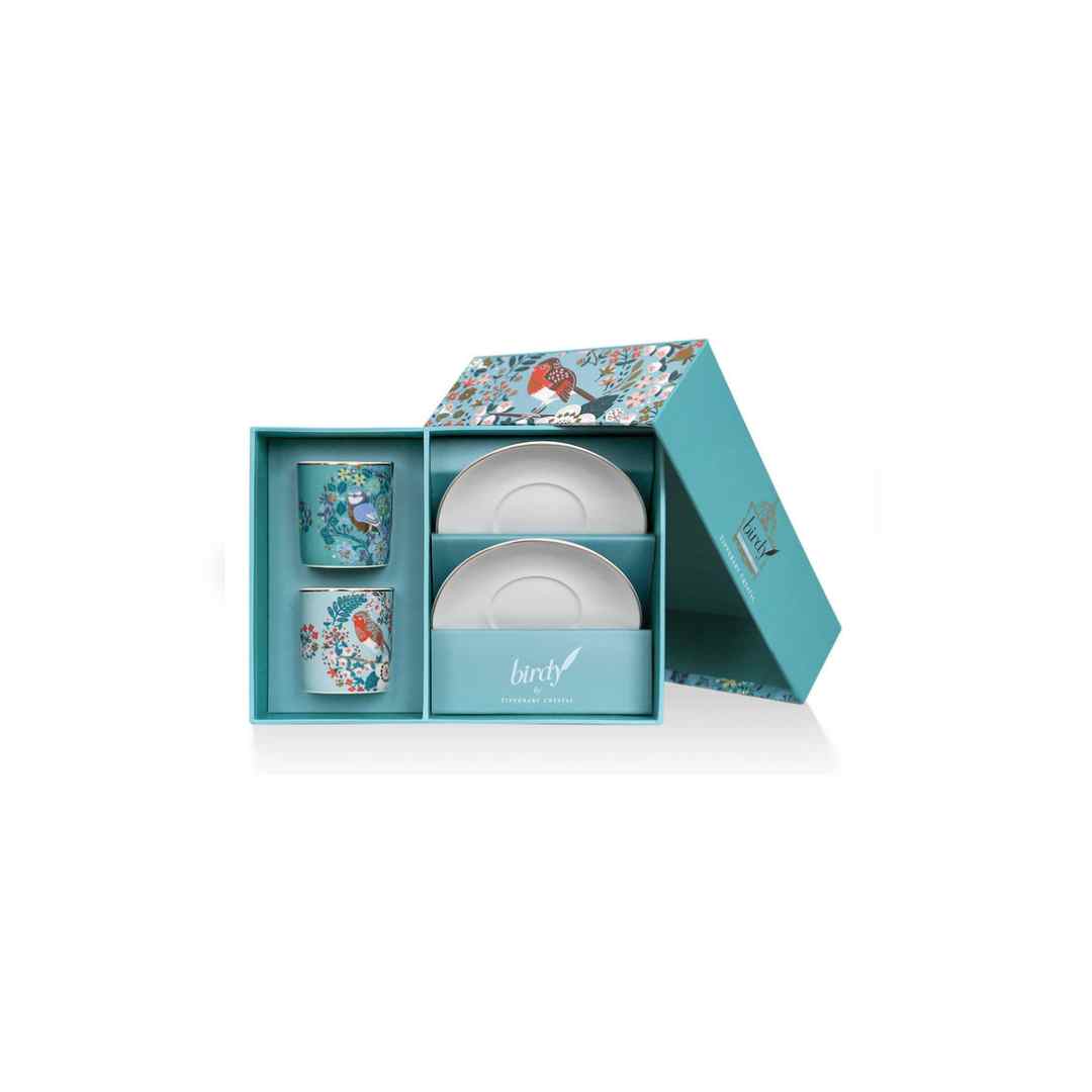 Birdy by Tipperary Crystal – Set of 2 Cups & Saucers
