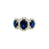Sterling Silver Sapphire‑Coloured CZ Trilogy Cluster Ring
