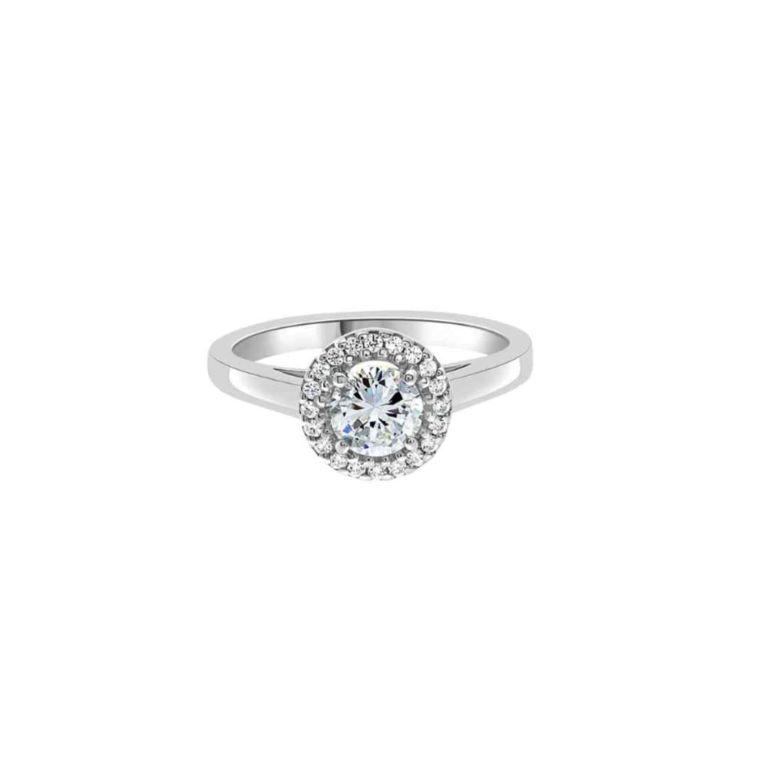 Sterling Silver Halo CZ Ring