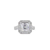 Sterling Silver Emerald‑Cut CZ Halo Ring