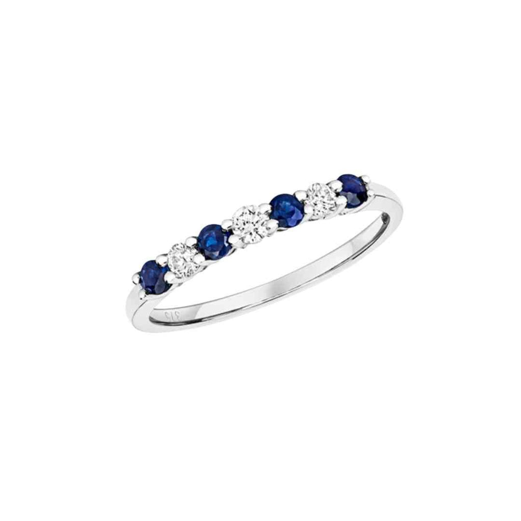 Sterling Silver Sapphire‑Coloured & CZ Half‑Eternity Ring