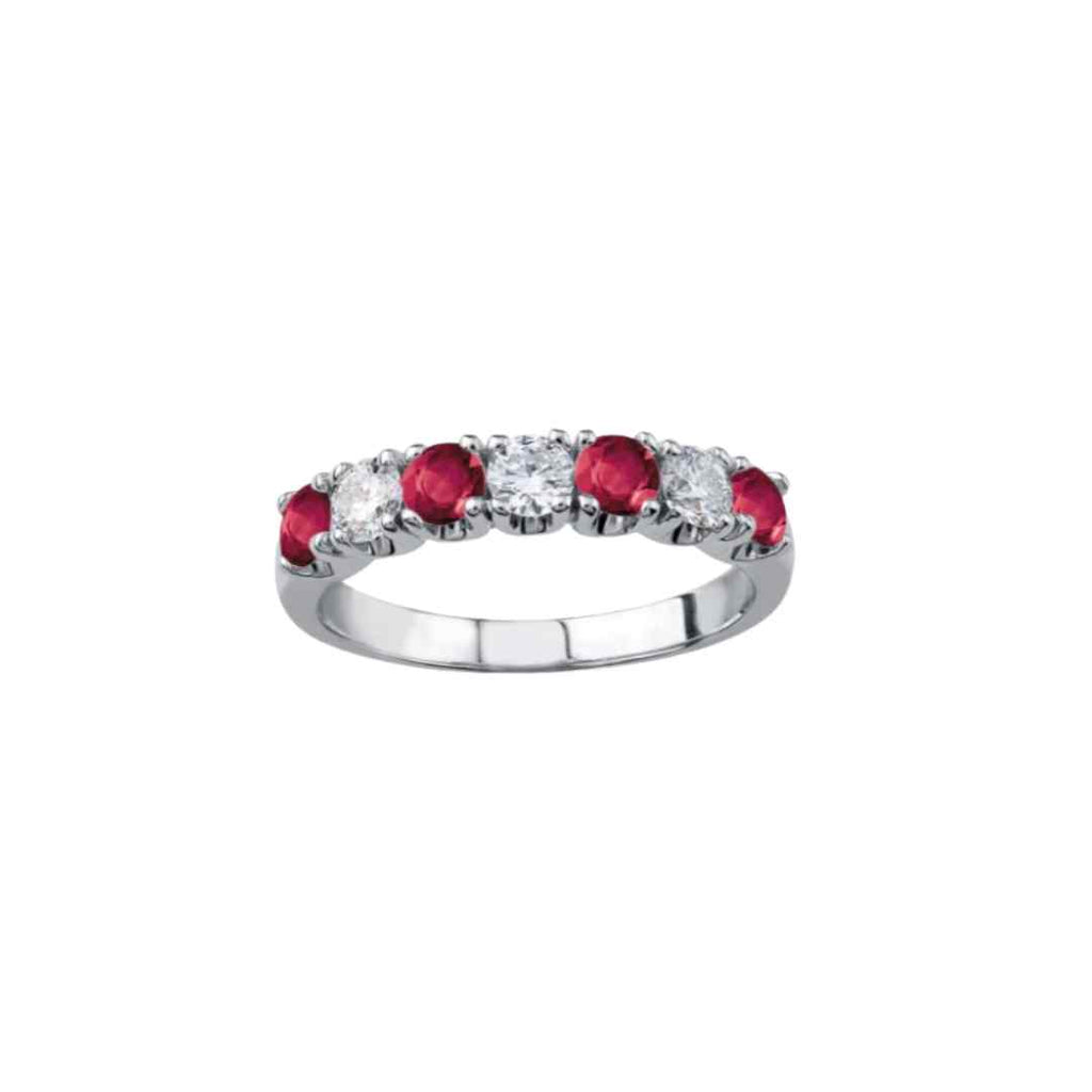 Sterling Silver Ruby‑Coloured & CZ Half‑Eternity Ring