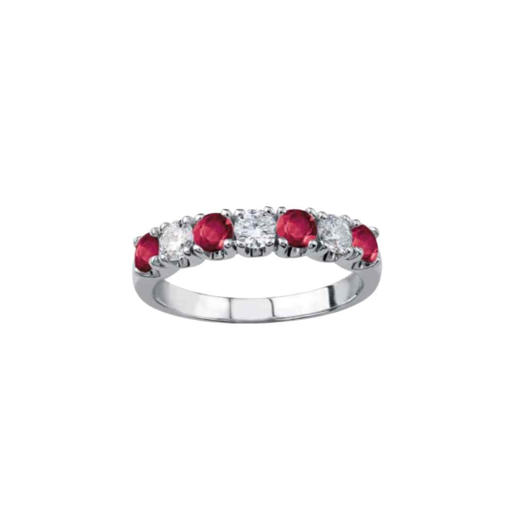 Sterling Silver Ruby‑Coloured & CZ Half‑Eternity Ring