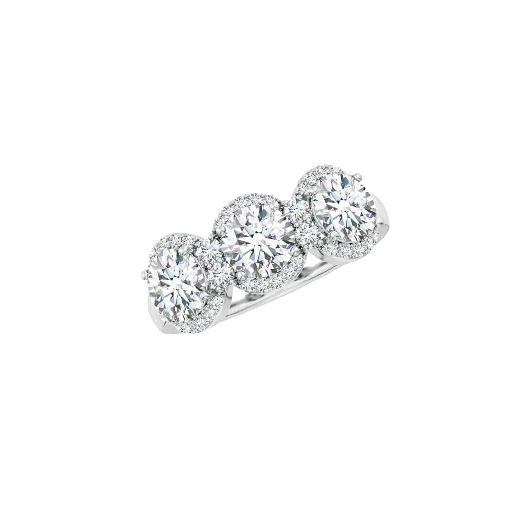 Sterling Silver Triple Round CZ Halo Ring