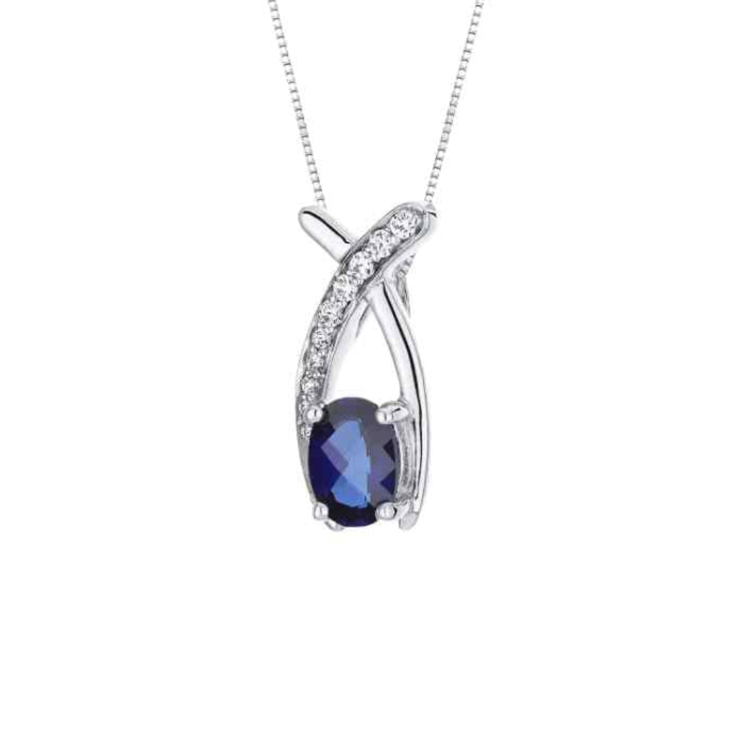 Sterling Silver Emerald‑Cut Sapphire‑Coloured CZ Halo Pendant