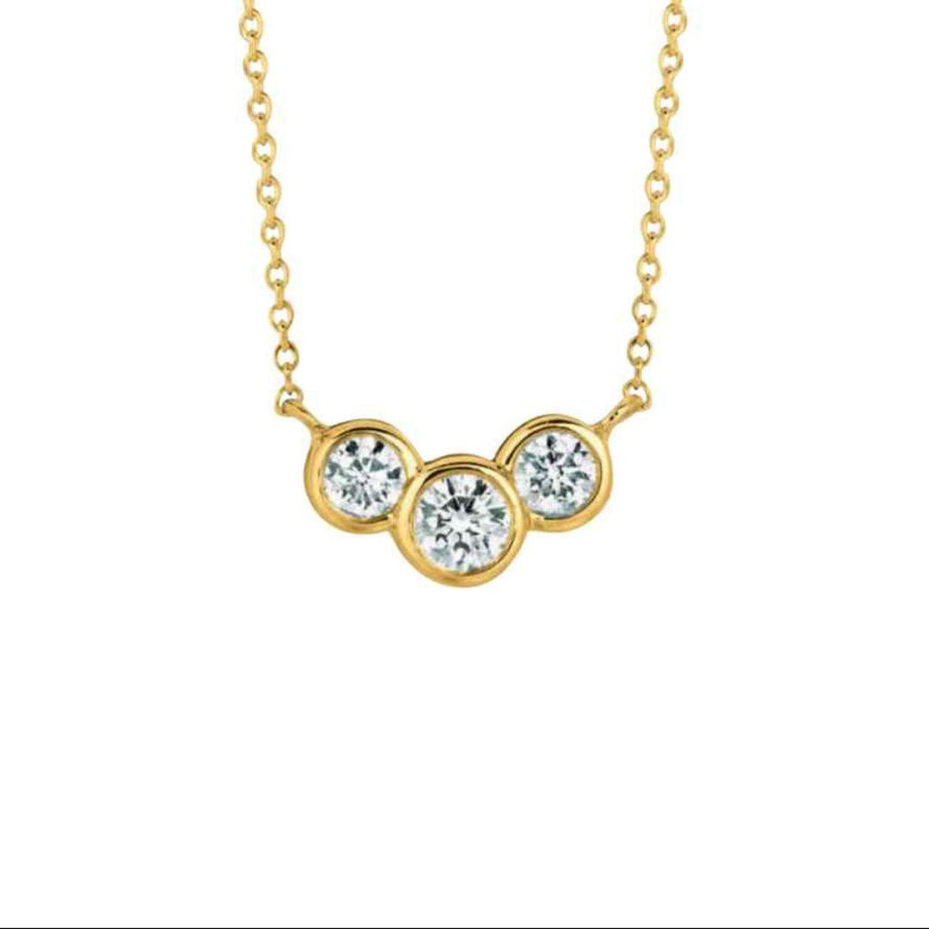 Gold‑Plated Sterling Silver Triple CZ Necklace