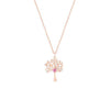 Tree of Life Pendant with Pink Centre Stone - Rose Gold