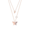 Butterfly Layered Necklace - Rose Gold