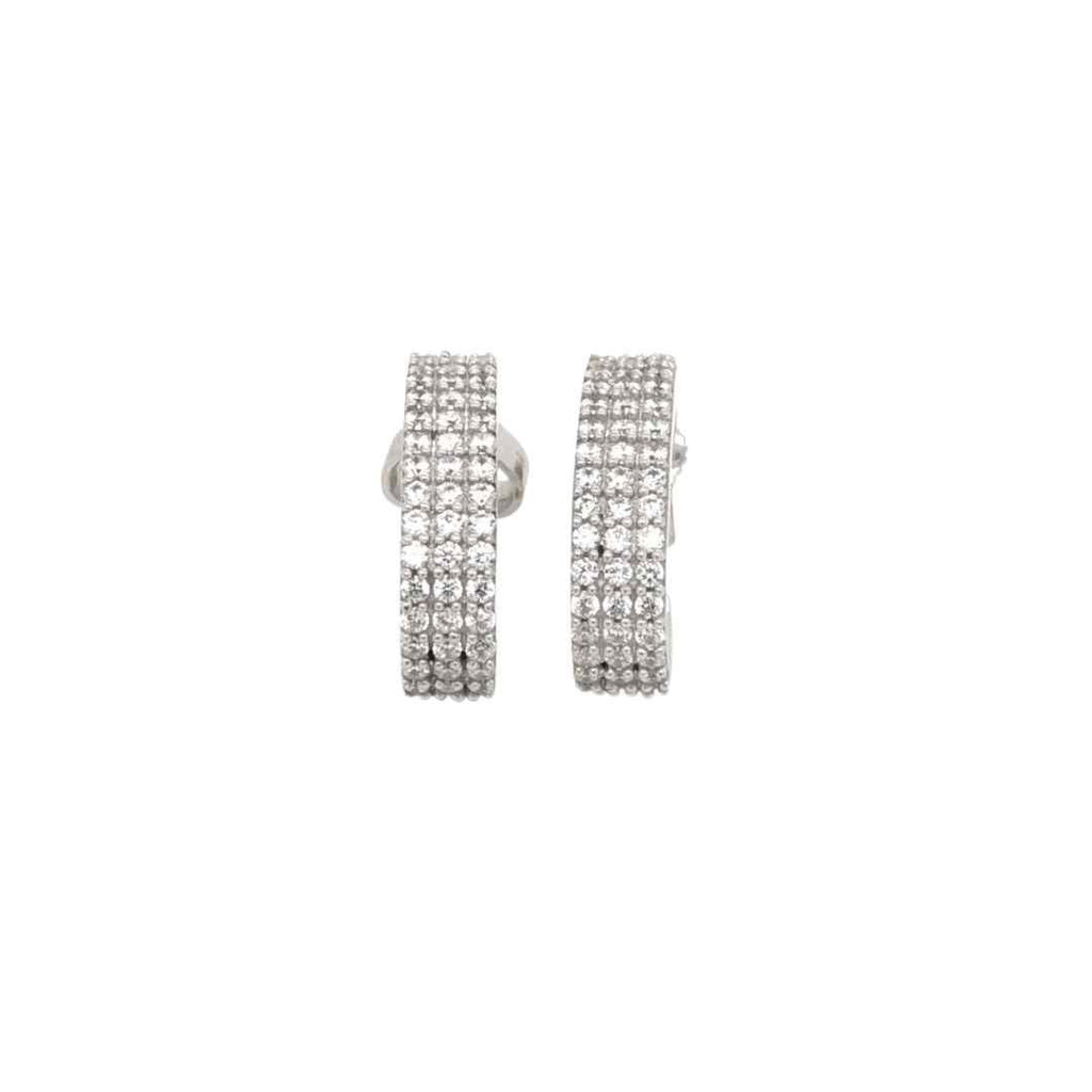 Four‑Row Crystal Huggie Earrings – Sterling Silver