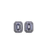 Emerald‑Cut Halo Stud Earrings – Sterling Silver