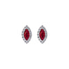 Marquise Ruby Halo Stud Earrings – Sterling Silver
