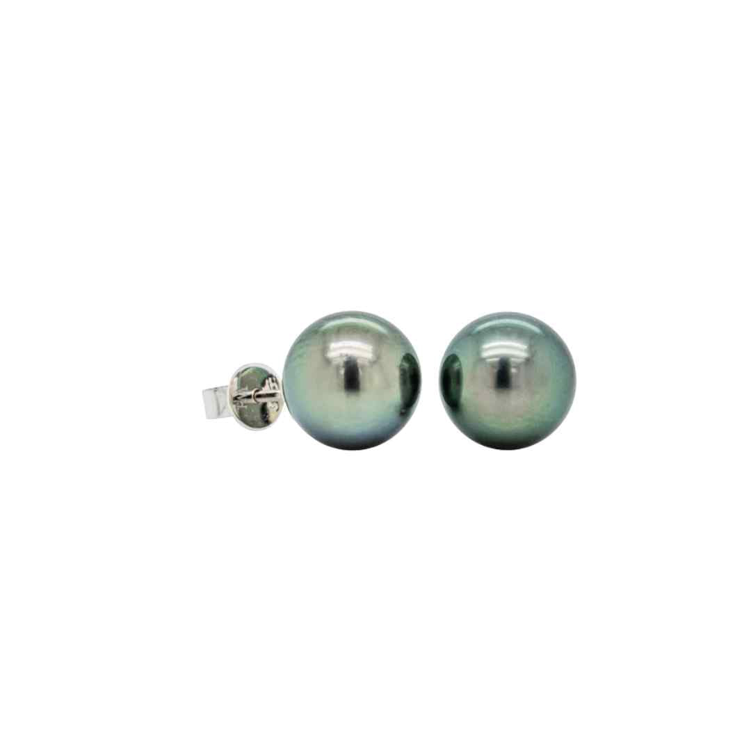 Tahitian‑Style Pearl Stud Earrings – Sterling Silver