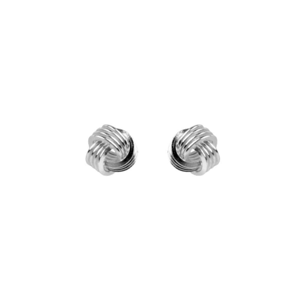 Silver Love‑Knot Stud Earrings – Sterling Silver