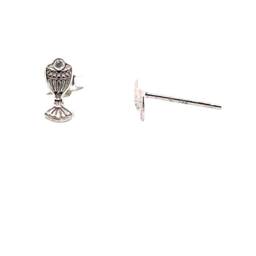 Chalice Stud Earrings – Sterling Silver (Communion Wear)