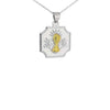 Communion Chalice Square Pendant – Sterling Silver & Gold Plated