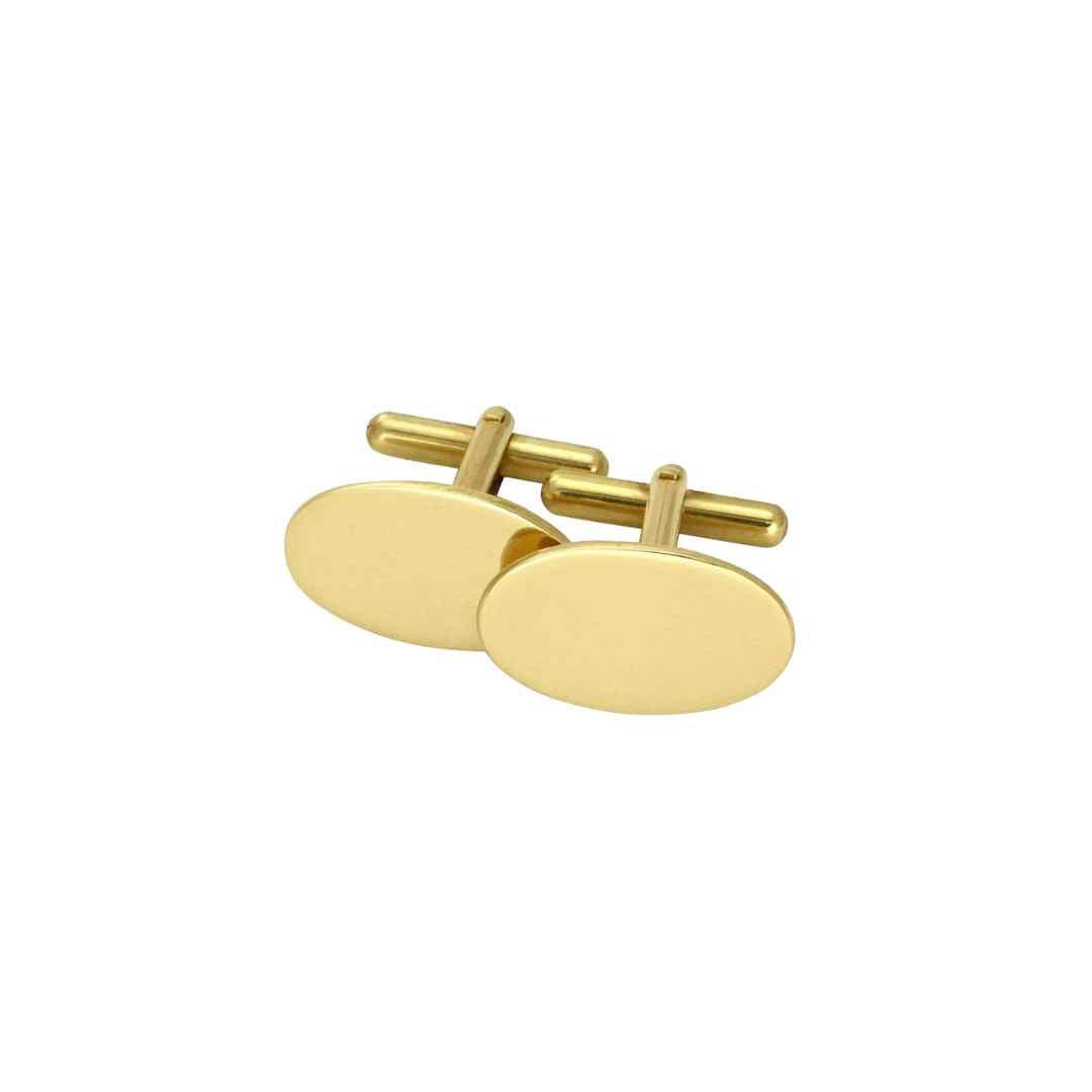 Gold‑Plated Oval Stone Cufflinks