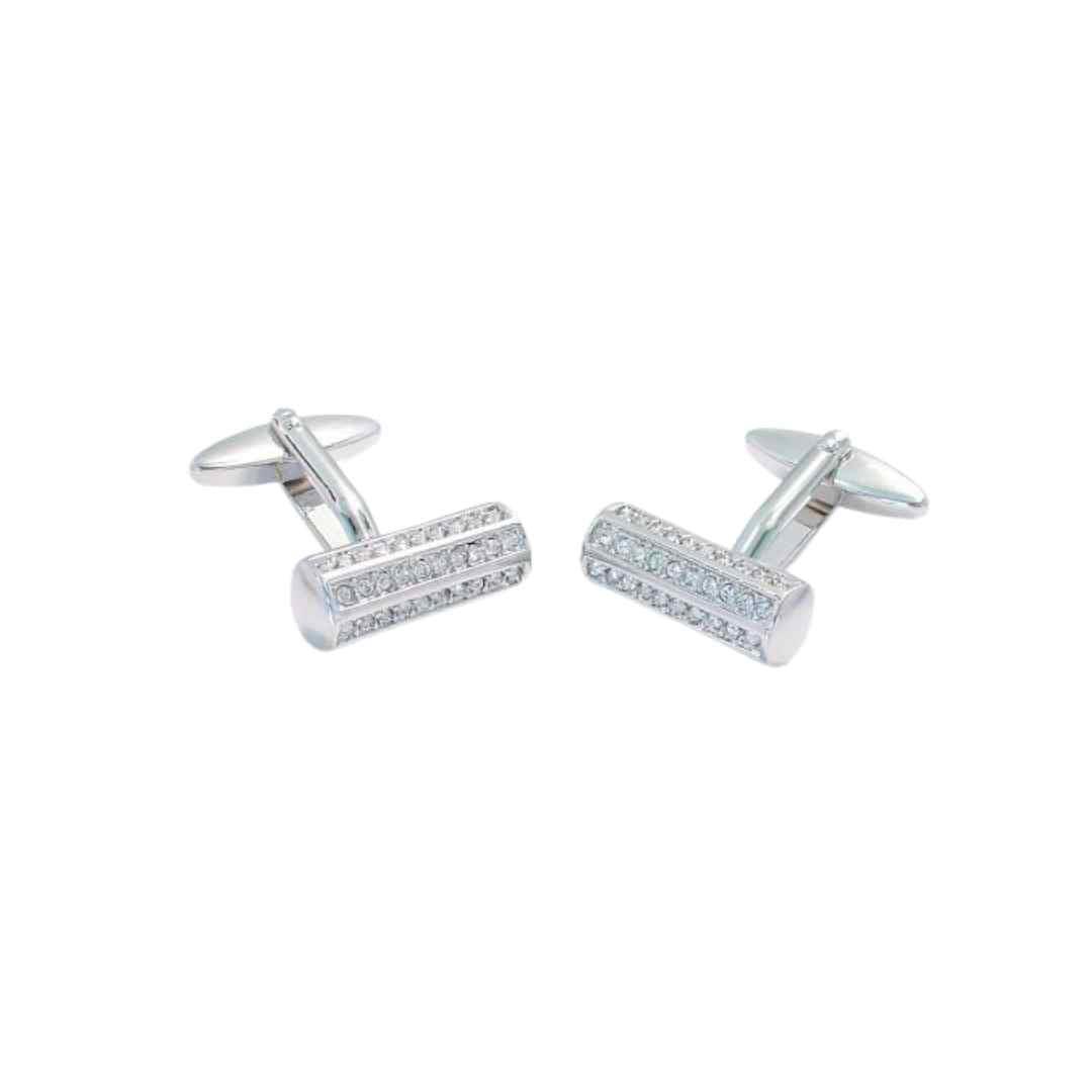 Crystal‑Set Barrel Cufflinks