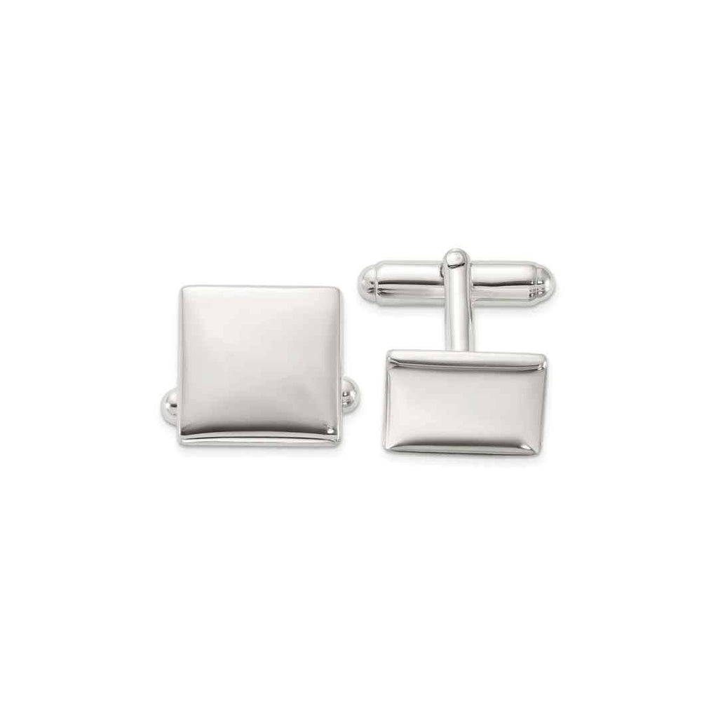 Polished Silver‑Tone Square Cufflinks