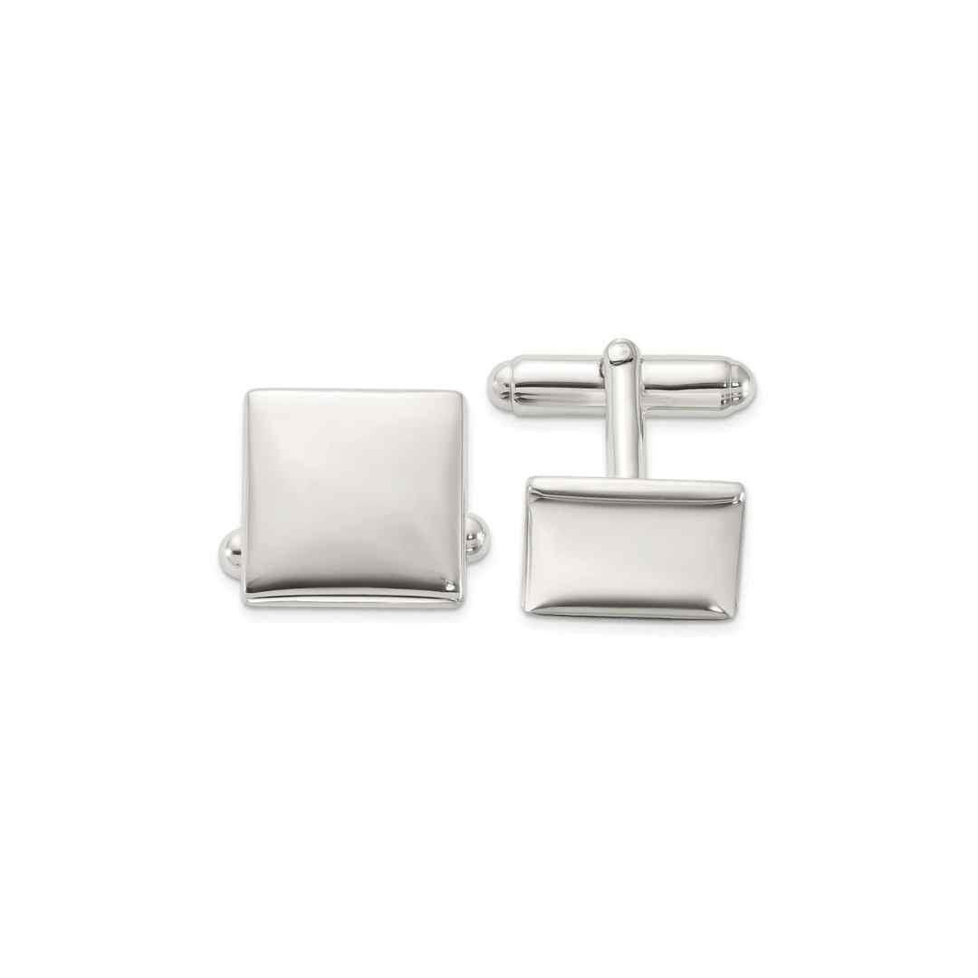 Polished Silver‑Tone Square Cufflinks