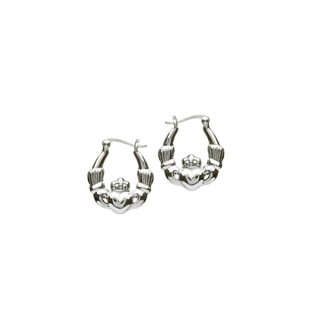Sterling Silver Claddagh Hoop Earrings