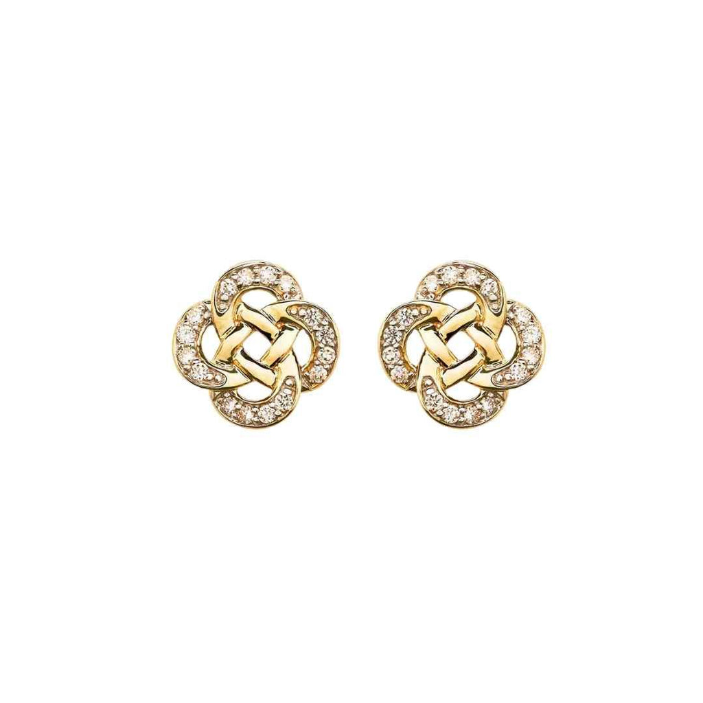 14ct Gold Diamond Celtic Love Knot Stud Earrings