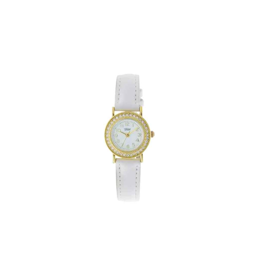 Gold‑Tone Communion Watch with Crystal Bezel