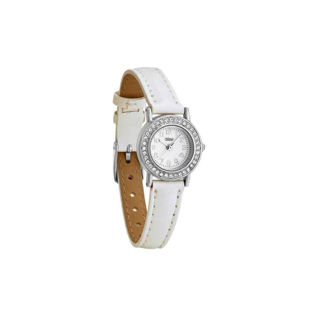 Silver‑Tone Communion Watch with Crystal Bezel