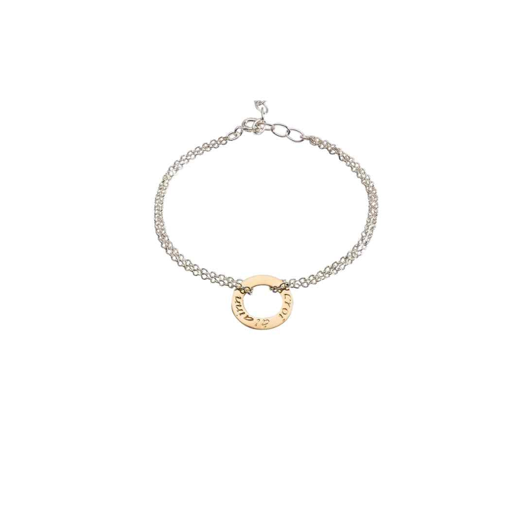 Enibas Silver Single Croí Álainn Bracelet with 9ct Gold Disc