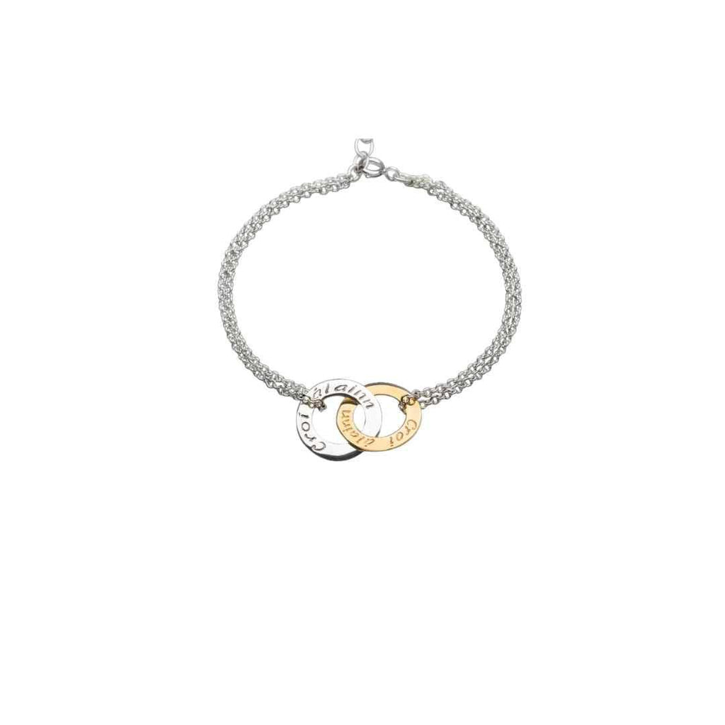 Enibas Silver Double Croí Álainn Bracelet with 9ct Gold Disc
