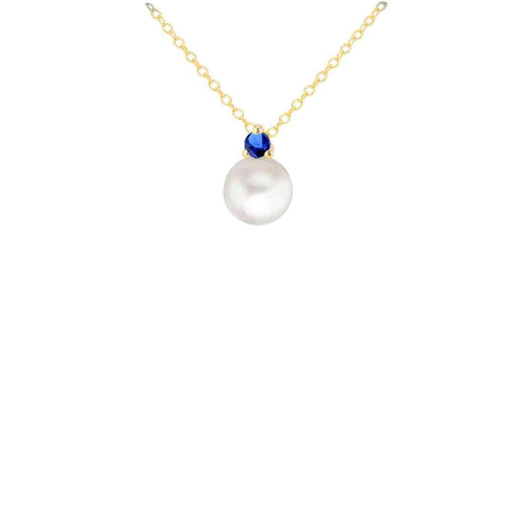 Pearl Drop Blue CZ Pendant – 9ct Gold