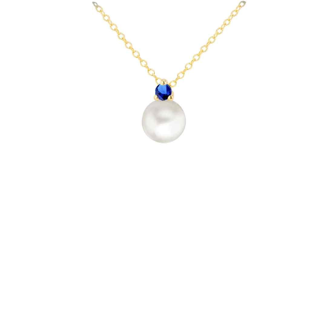 Pearl Drop Blue CZ Pendant – 9ct Gold
