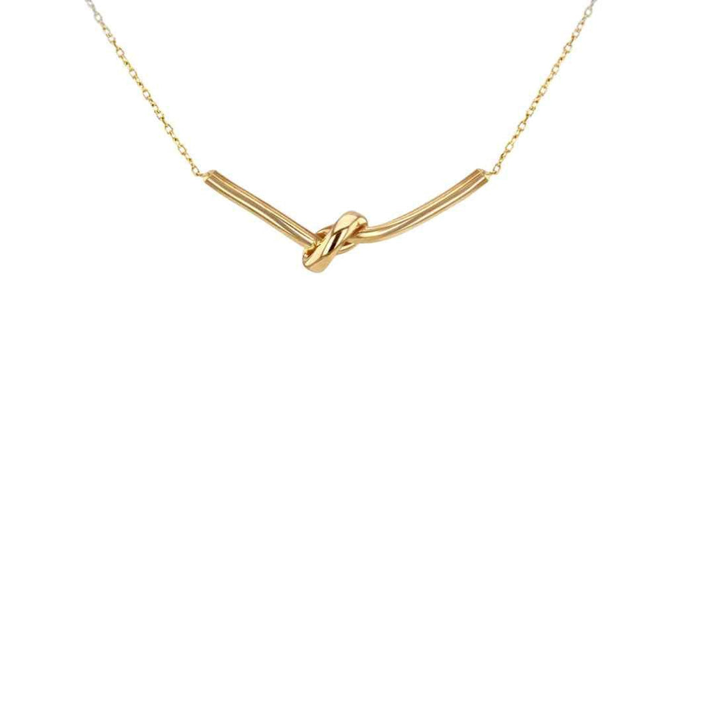 9ct Yellow Gold Fancy Knot Bar Adjustable Necklace